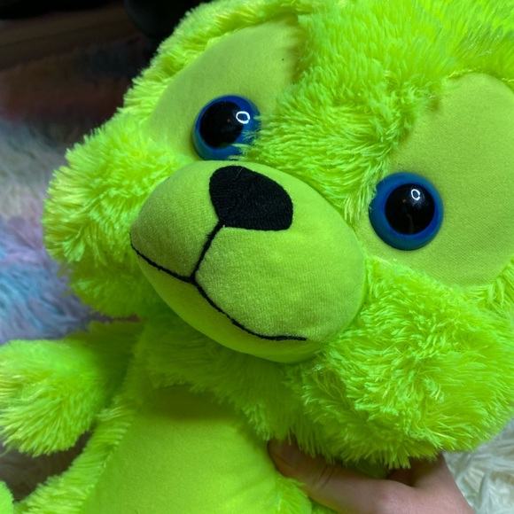 RARE classic toy company vintage neon yellow green bear plush - Picture 2 of 7